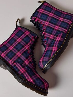 Dr. Martens Women's 1460 Pink Tartan Plaid Boots